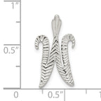 Sterling Silver 925 Letter W Pendant with Polished Textured Finish