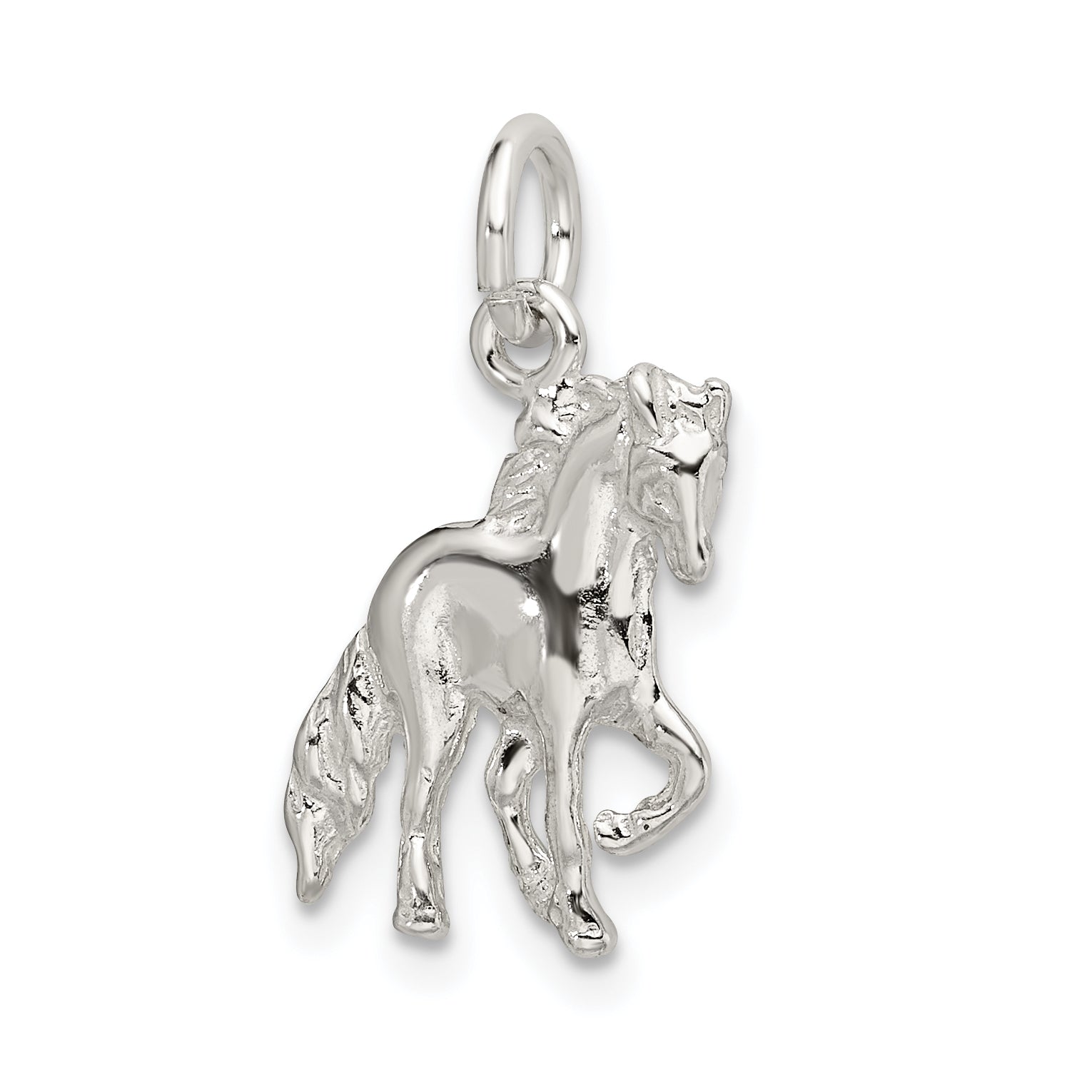 Sterling Silver 925 Horse Charm with Polished Finish Elegant Design