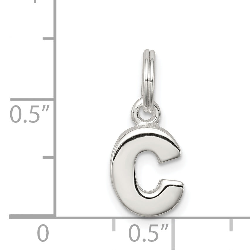Sterling Silver 925 C Charm Anti-Tarnish Solid Elegant Pendant