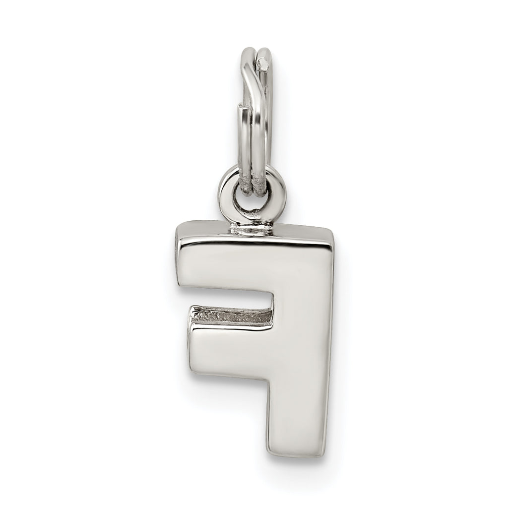 Sterling Silver 925 F Charm with Anti-Tarnish Solid Finish
