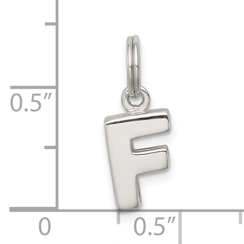 Sterling Silver 925 F Charm with Anti-Tarnish Solid Finish