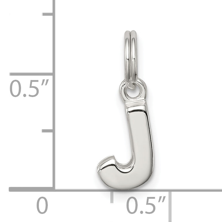 Sterling Silver 925 J Charm with Anti-Tarnish Casted Design