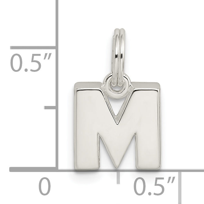Sterling Silver 925 M Charm with Anti-Tarnish Solid Design Elegant Personalized Accessory