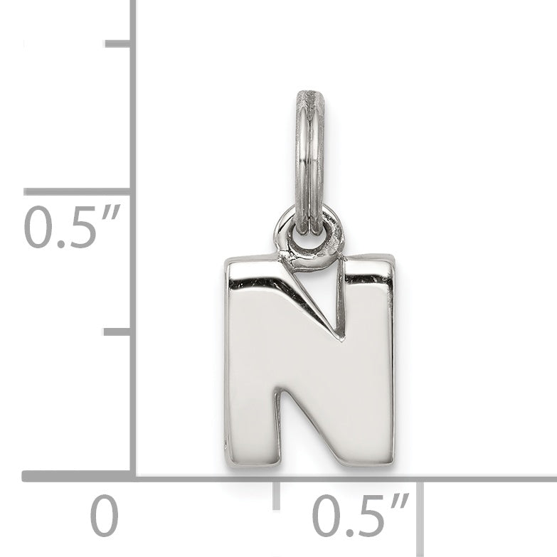 Sterling Silver 925 'N' Charm with Anti-Tarnish Solid Design  Personal Elegant Keepsake