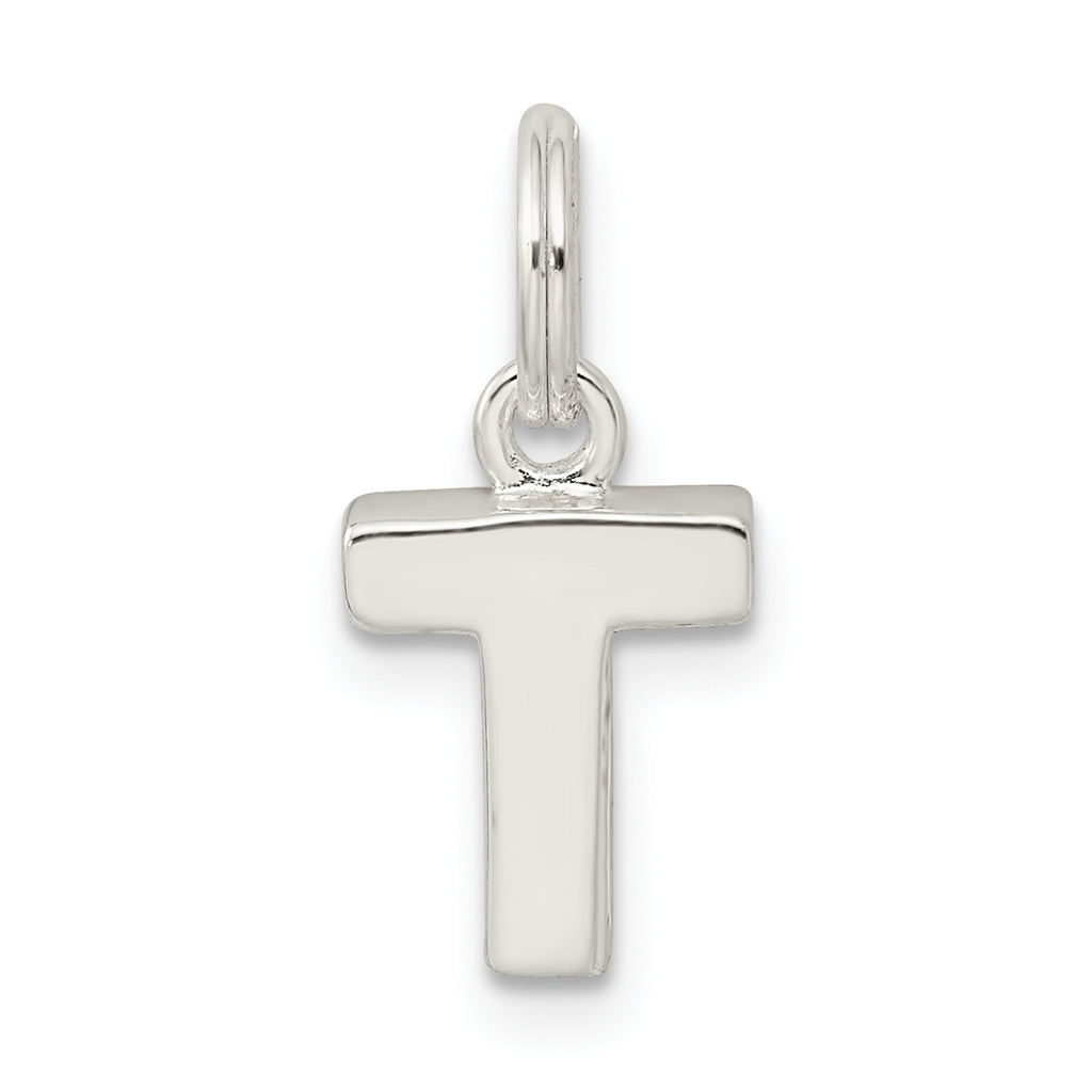 Sterling Silver 925 'T' Charm with Anti-Tarnish Shine  Elegant Personal Jewelry
