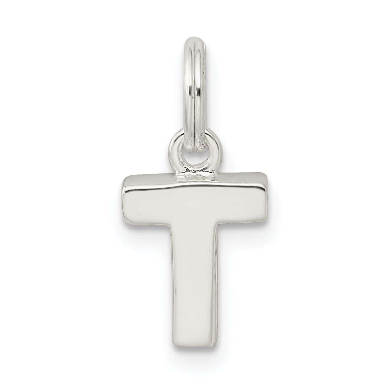 Sterling Silver 925 'T' Charm with Anti-Tarnish Shine  Elegant Personal Jewelry