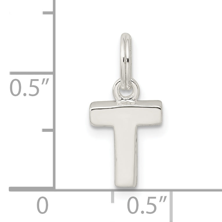 Sterling Silver 925 'T' Charm with Anti-Tarnish Shine  Elegant Personal Jewelry