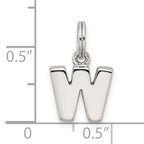 Sterling Silver 925 'W' Charm with Anti-Tarnish Elegant Design