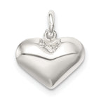 Sophia Jewelers 925 Sterling Silver Puff Heart Charm with Polished Finish