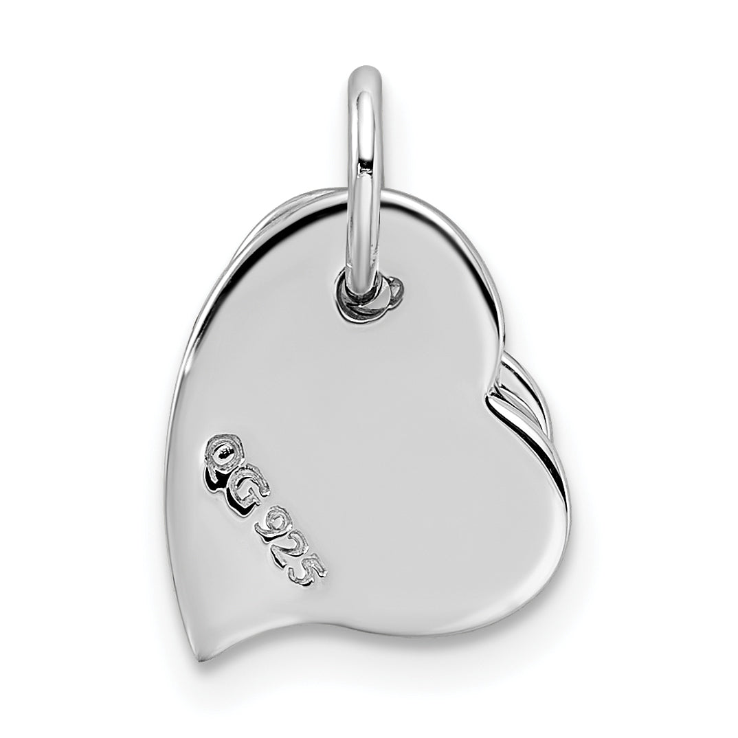 Sterling Silver Rhodium-Plated Heart Pendant Elegant Polished Finish