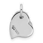 Sterling Silver Rhodium-Plated Heart Pendant Elegant Polished Finish
