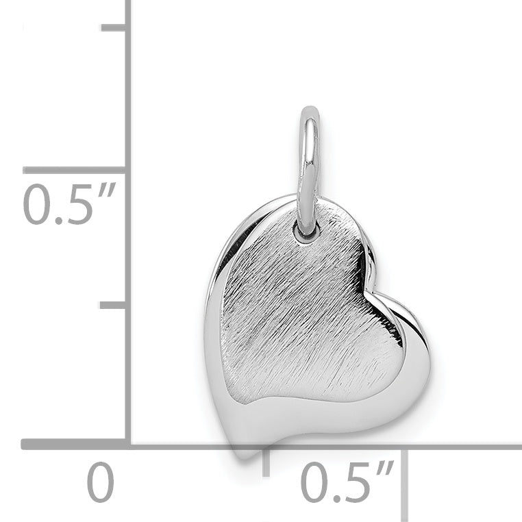 Sterling Silver Rhodium-Plated Heart Pendant Elegant Polished Finish