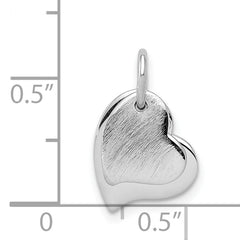 Sterling Silver Rhodium-Plated Heart Pendant Elegant Polished Finish