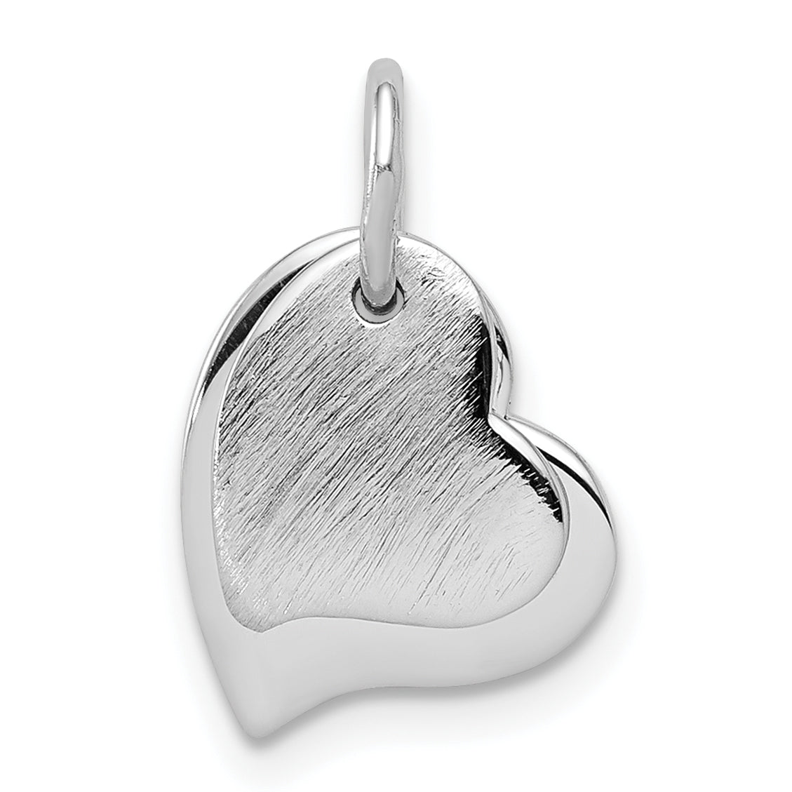 Sterling Silver Rhodium-plated satin and Polished Two Piece Heart Pendant Main image