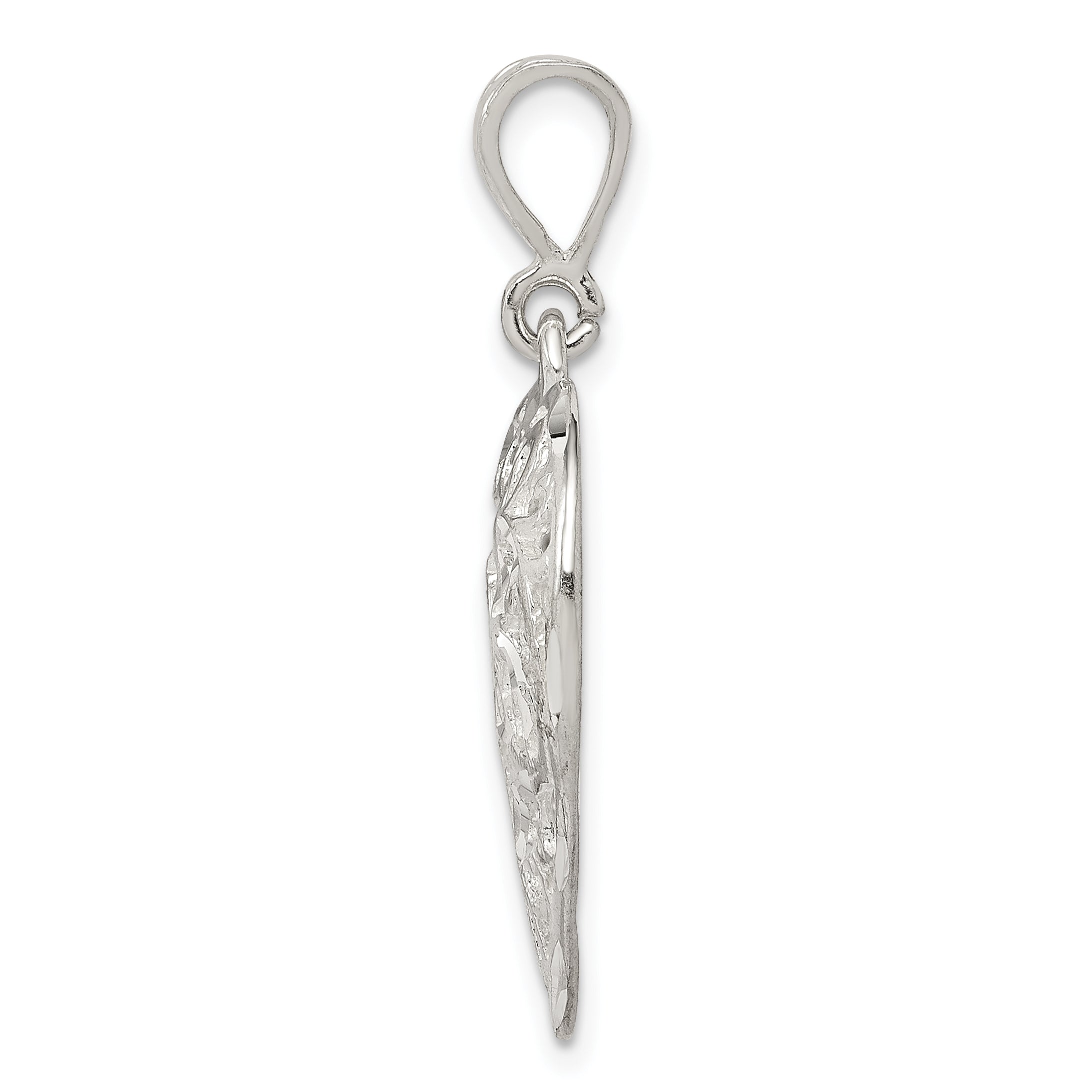Sterling Silver 925 Polished Filigree Heart Pendant with Anti-Tarnish Finish
