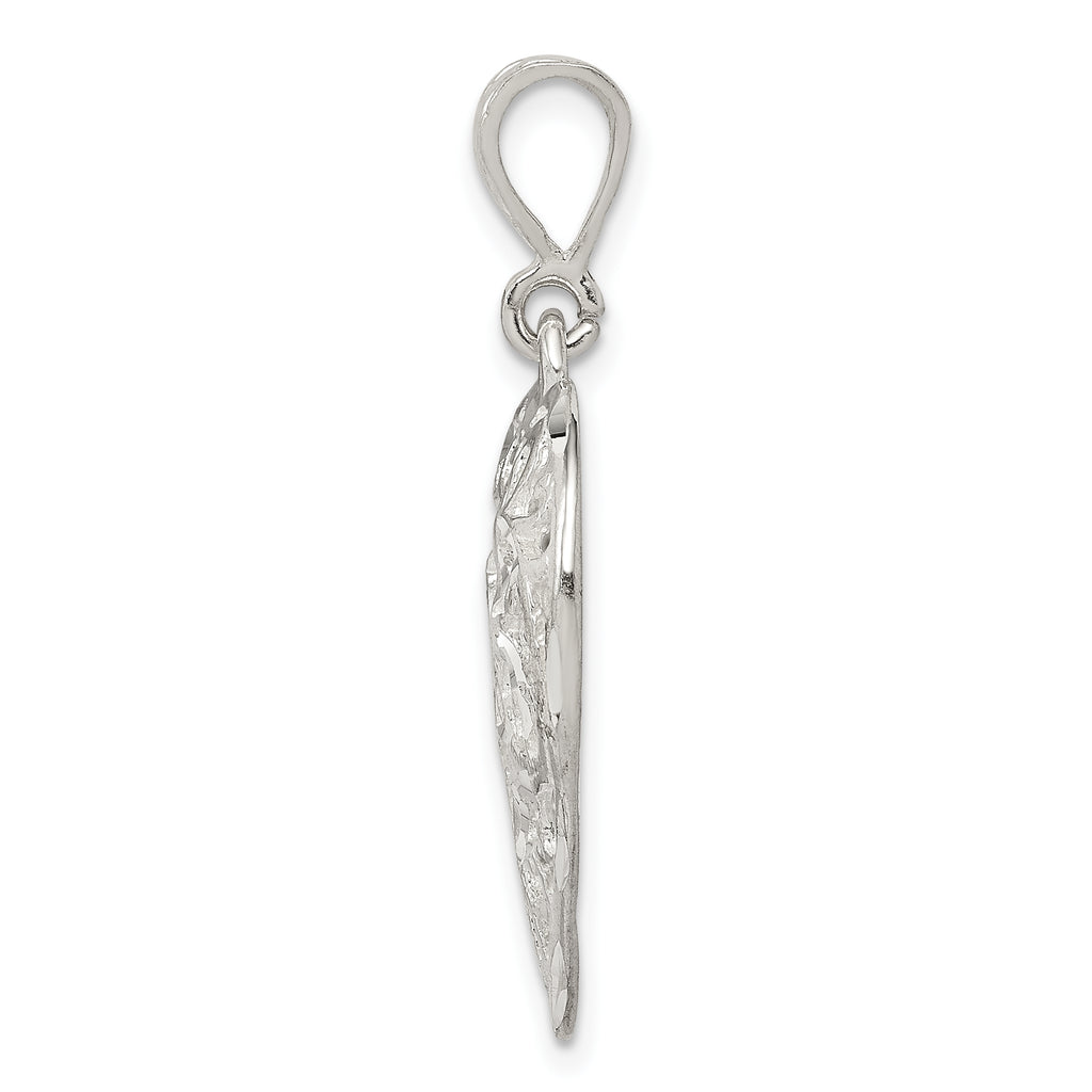 Sterling Silver 925 Polished Filigree Heart Pendant with Anti-Tarnish Finish