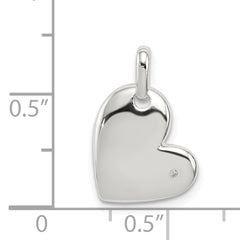Sterling Silver 925 Polished Diamond Heart Pendant Anti-Tarnish Elegant Design