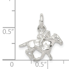 Sterling Silver 925 Horse Rider Charm 3D Polished Anti-Tarnish