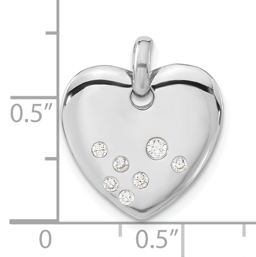 Sophia Jewelers Sterling Silver CZ Heart Pendant with Polished Finish Elegance
