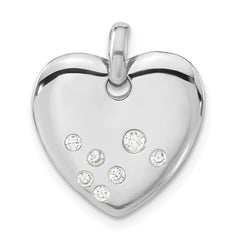Sterling Silver Polished CZ Heart Pendant