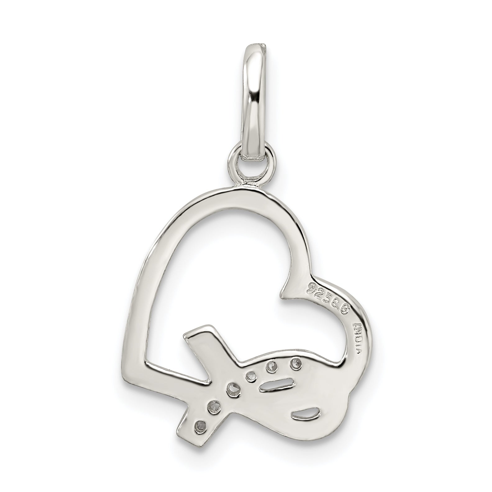 Sophia Jewelers Sterling Silver Heart Charm with Clear CZ Elegance