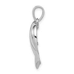 Sterling Silver 925 Heart Pendant with CZ Cross and Rhodium Finish