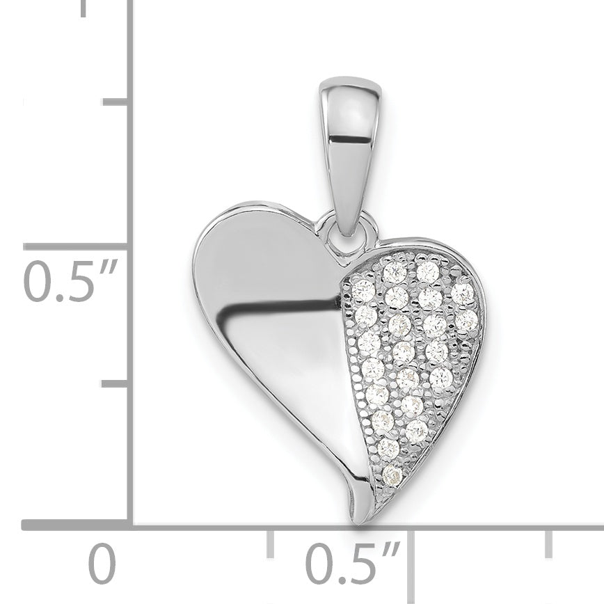 Sophia Jewelers 925 Sterling Silver CZ Heart Pendant Polished Elegance