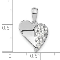 Sophia Jewelers 925 Sterling Silver CZ Heart Pendant Polished Elegance