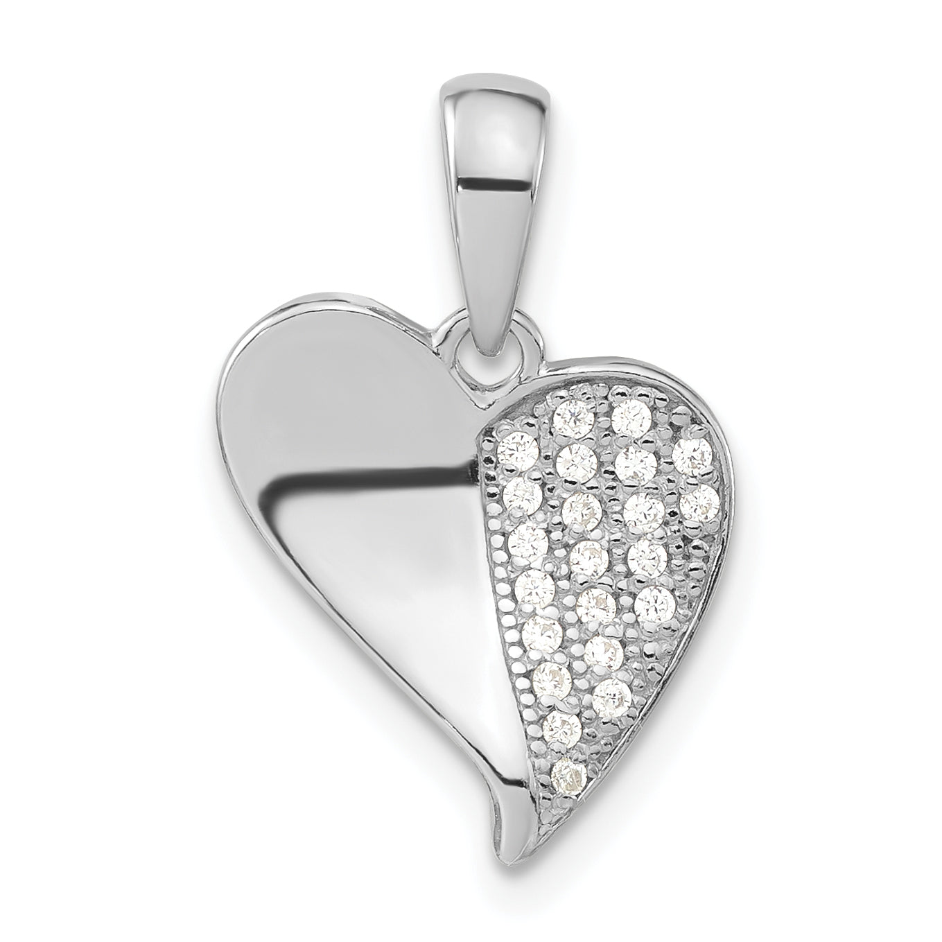 Sterling Silver Polished CZ Heart Pendant Main image