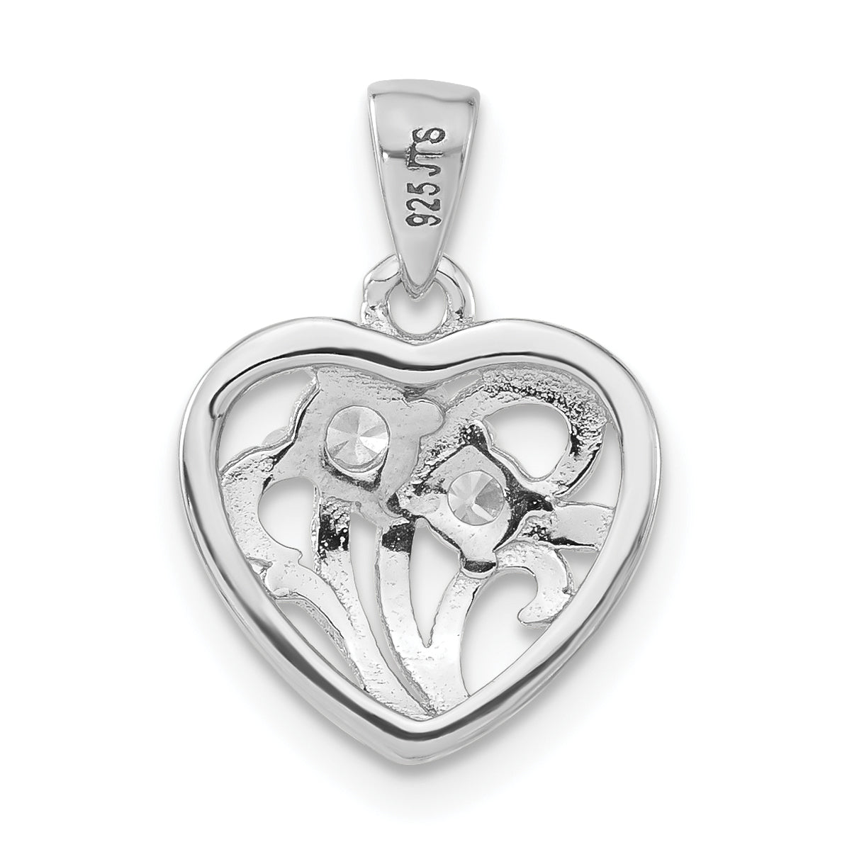 Sophia Jewelers Sterling Silver CZ Heart Pendant for Women