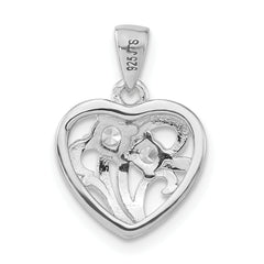 Sophia Jewelers Sterling Silver CZ Heart Pendant for Women