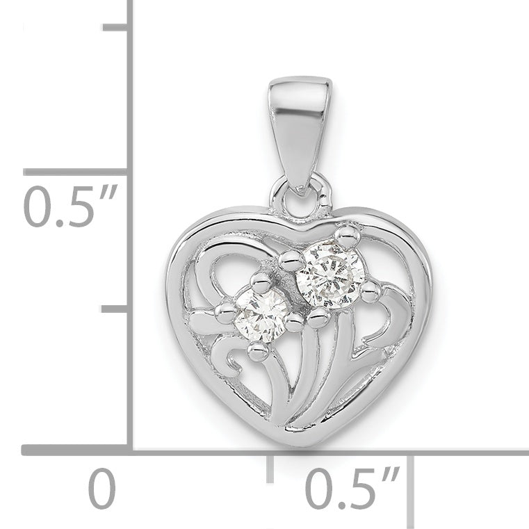 Sophia Jewelers Sterling Silver CZ Heart Pendant for Women