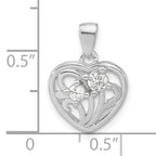 Sophia Jewelers Sterling Silver CZ Heart Pendant for Women