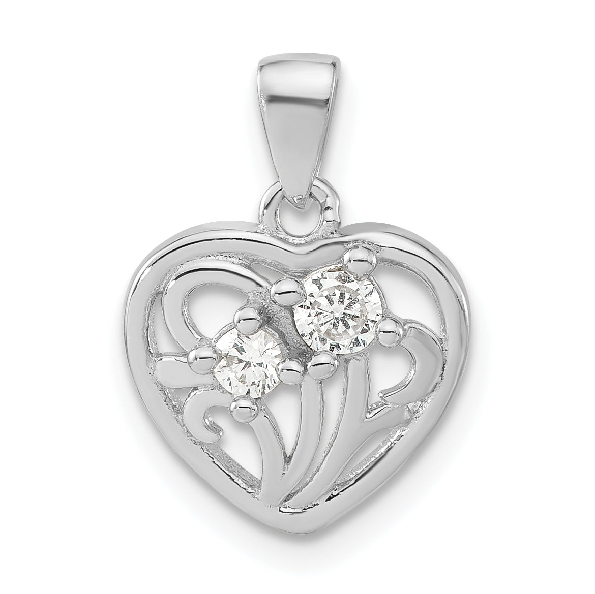 Sterling Silver Polished CZ Heart Pendant Main image