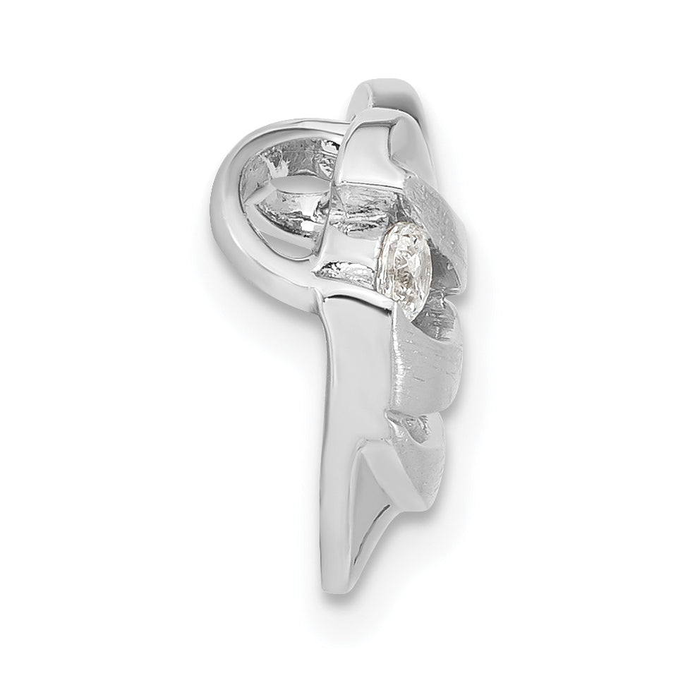 Sophia Jewelers Sterling Silver CZ Heart Pendant with Polished Brushed Finish Secondary image