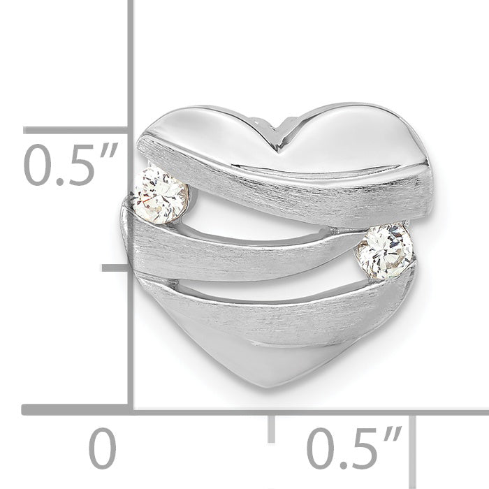Sophia Jewelers Sterling Silver CZ Heart Pendant with Polished Brushed Finish
