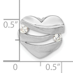 Sophia Jewelers Sterling Silver CZ Heart Pendant with Polished Brushed Finish