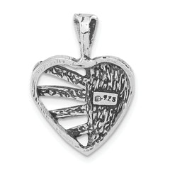 Sterling Silver Women's Heart Pendant with Antiqued Finish
