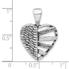 Sterling Silver Women's Heart Pendant with Antiqued Finish