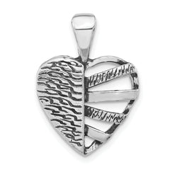 Sterling Silver Polished & Antiqued Half Cut-out Heart Chain Slide