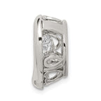 Sterling Silver CZ Heart Pendant with Platinum-Plate Polished Finish Sophia Jewelers