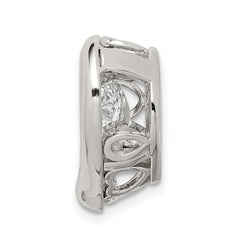 Sterling Silver Platinum-plate Swar Zirconia Vibrant CZ Heart Pendant