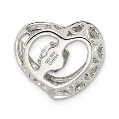Sterling Silver Platinum-plate Swar Zirconia Vibrant CZ Heart Pendant