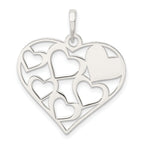 Sterling Silver 925 Heart Pendant with Polished Mom Engraving