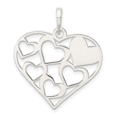 Sterling Silver 925 Heart Pendant with Polished Mom Engraving
