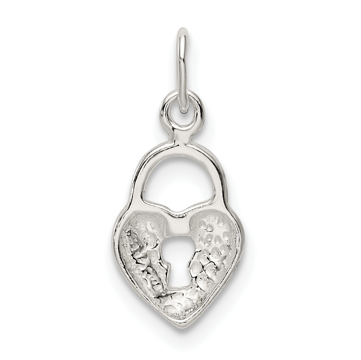 Sterling Silver 925 Heart Lock Charm with Polished Anti-Tarnish Finish