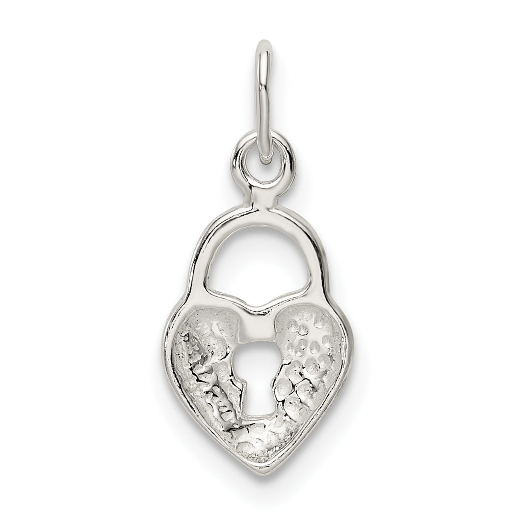 Sterling Silver 925 Heart Lock Charm with Polished Anti-Tarnish Finish