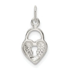 Sterling Silver 925 Heart Lock Charm with Polished Anti-Tarnish Finish