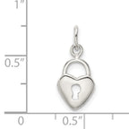 Sterling Silver 925 Heart Lock Charm with Polished Anti-Tarnish Finish