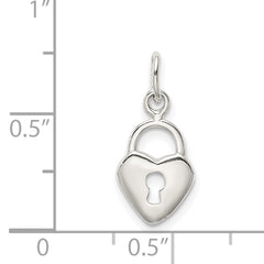 Sterling Silver 925 Heart Lock Charm with Polished Anti-Tarnish Finish